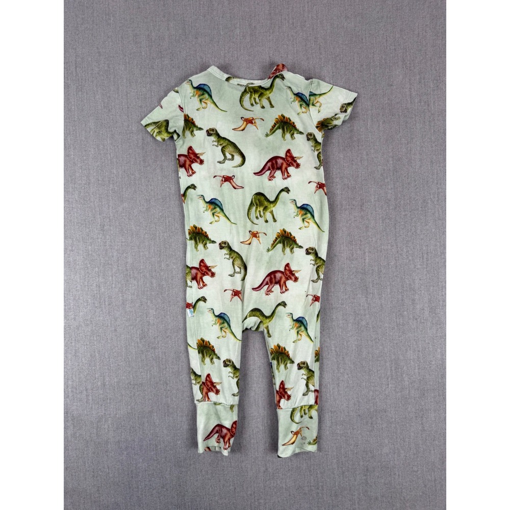 Posh Peanut Dinosaur Bamboo Short Sleeve Romper 6-9 Months Green PP-OHO20-17249 - Picture 4 of 5